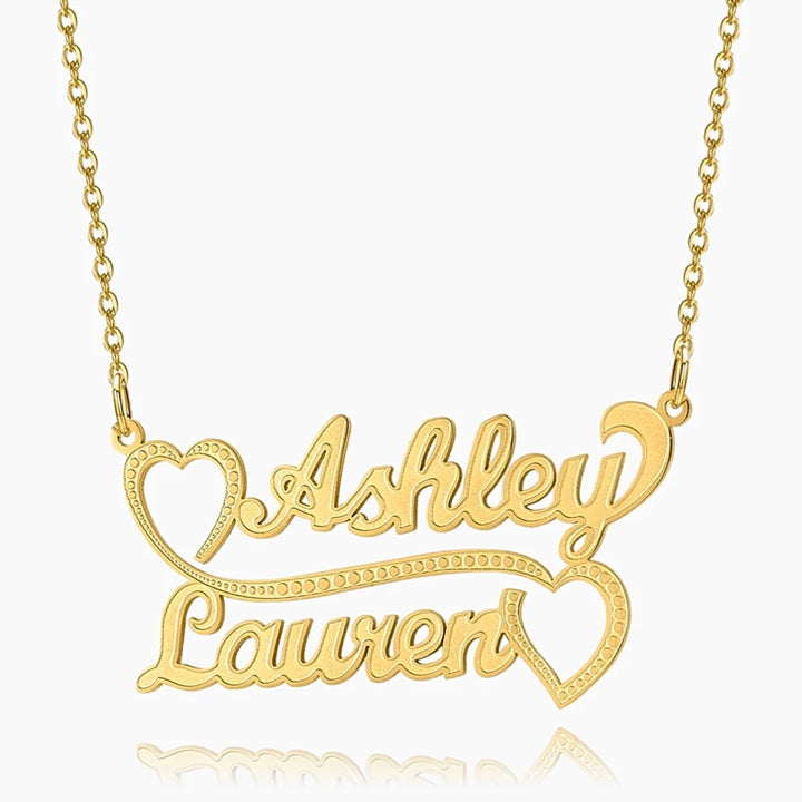 Personalized Two Name Heart Necklace