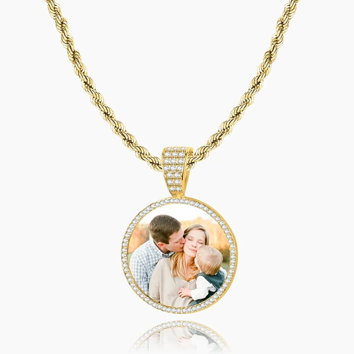 Iced Round Photo Pendant