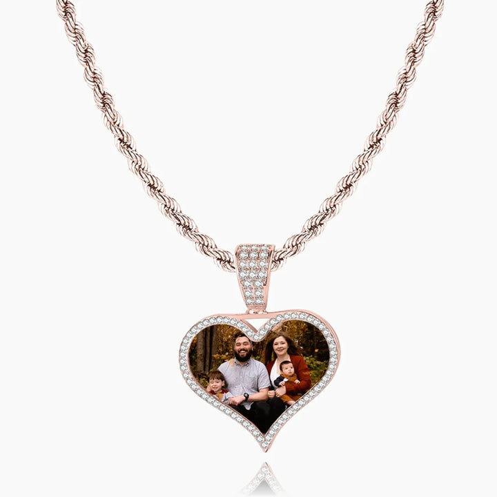 Iced Heart Photo Pendant