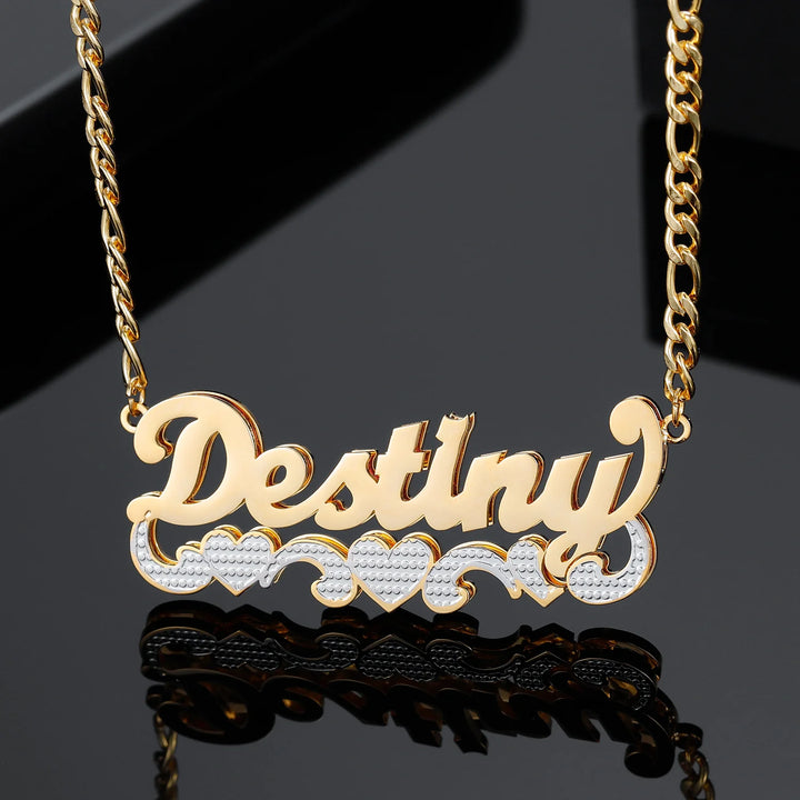 Double Plated Multi Heart Name Necklace