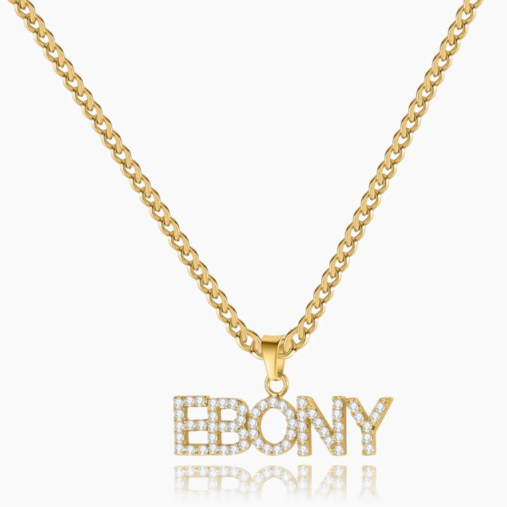 Iced Out Name Necklace with Cuban Chain