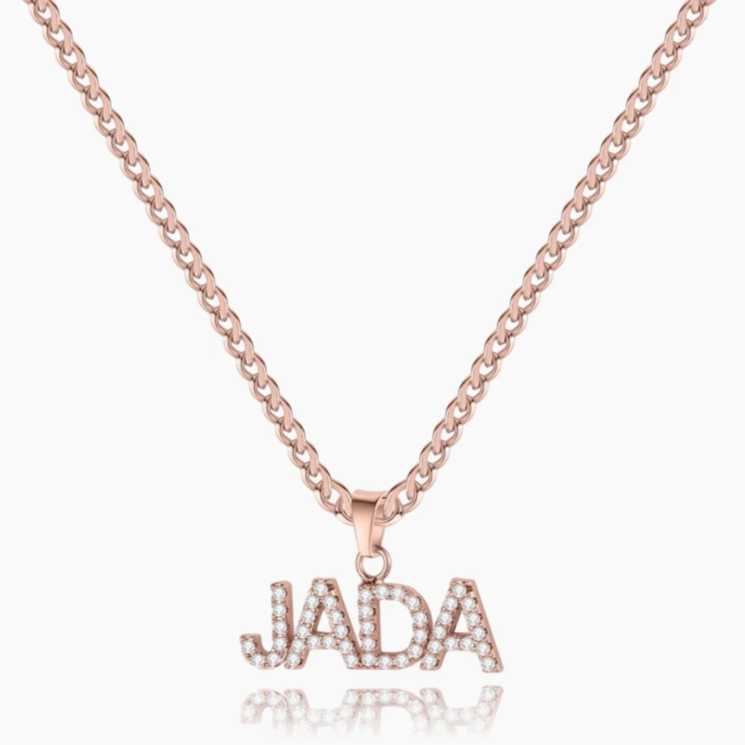 Iced Out Name Necklace with Cuban Chain