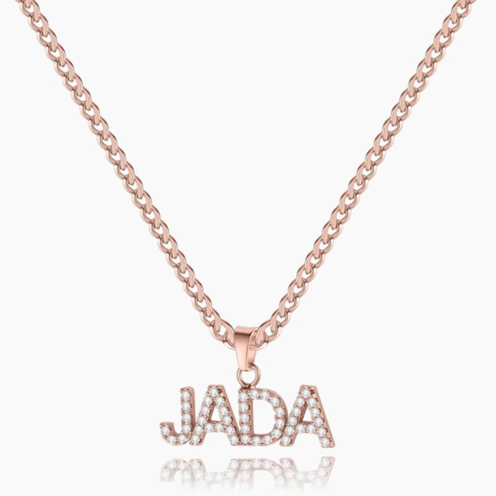 Iced Out Name Necklace with Cuban Chain