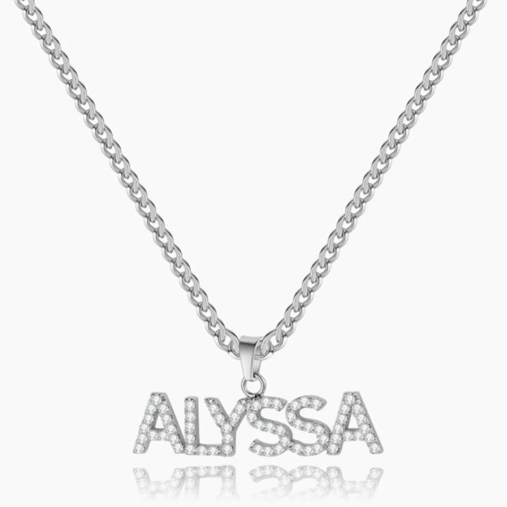 Iced Out Name Necklace with Cuban Chain