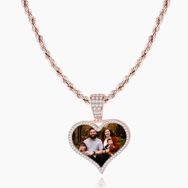 Iced Heart Photo Pendant