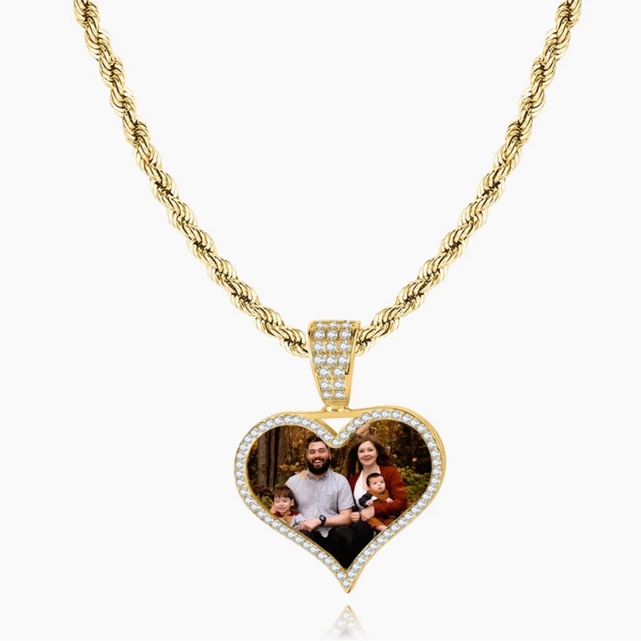 Iced Heart Photo Pendant