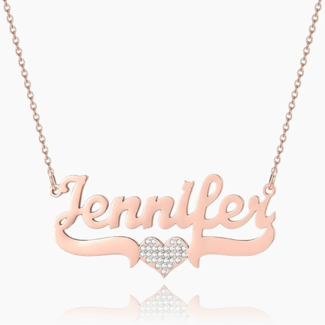 Bling Heart Name Necklace