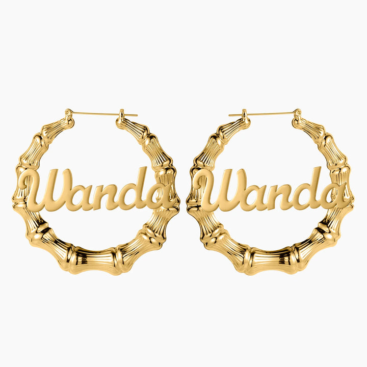 Name Bamboo Hoop Earrings