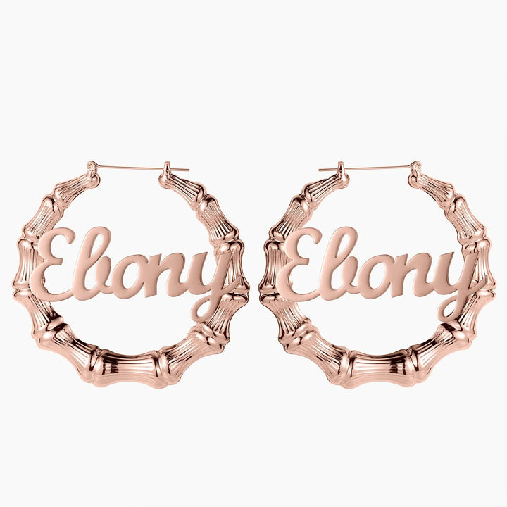 Name Bamboo Hoop Earrings