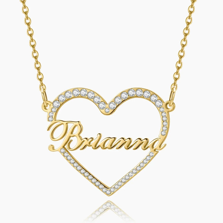 Iced Out Heart Shape Name Necklace