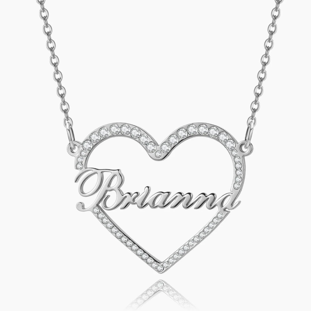 Iced Out Heart Shape Name Necklace