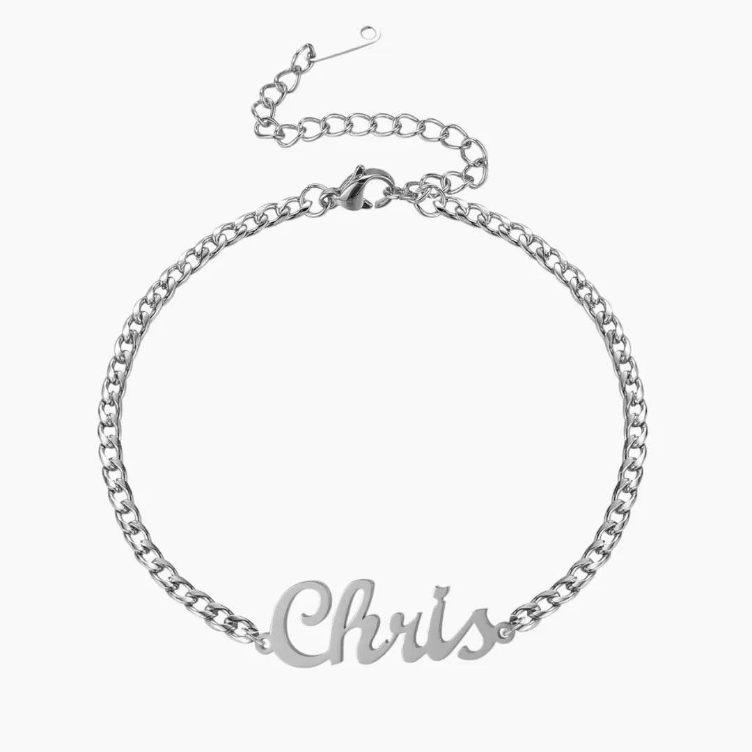 Name Bracelet With Cuban Chain