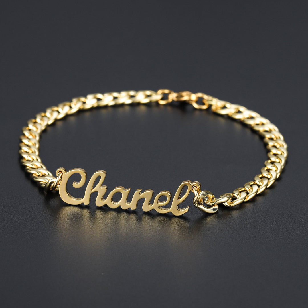 Name Bracelet With Cuban Chain