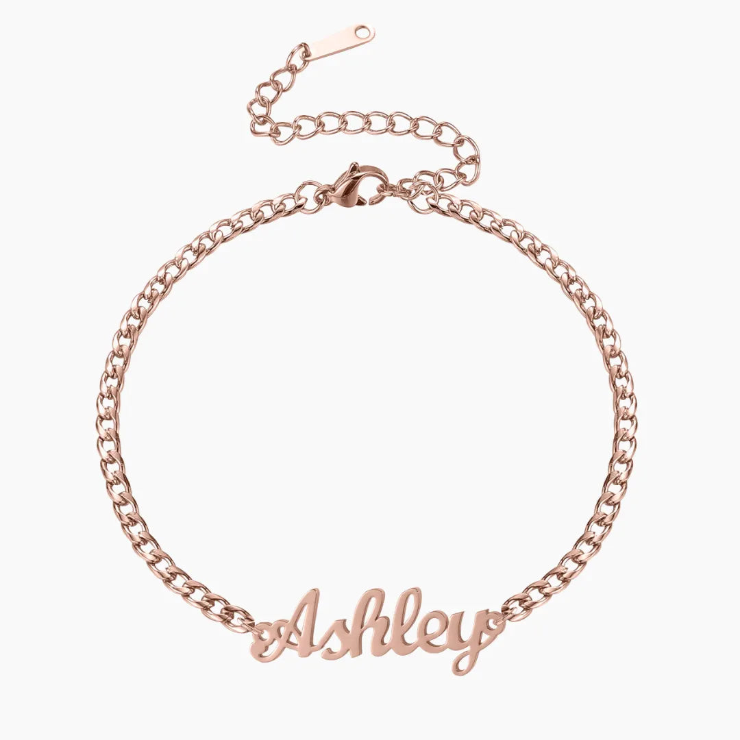 Name Bracelet With Cuban Chain