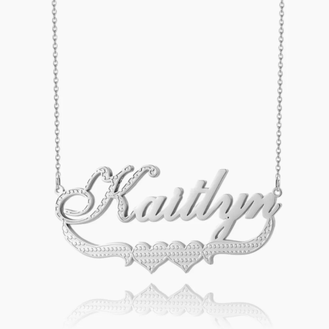 Double Plated Two Heart Name Necklace