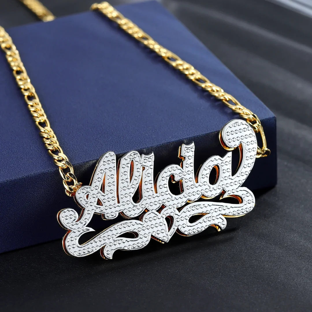 Double Plated Cover Heart Name Necklace