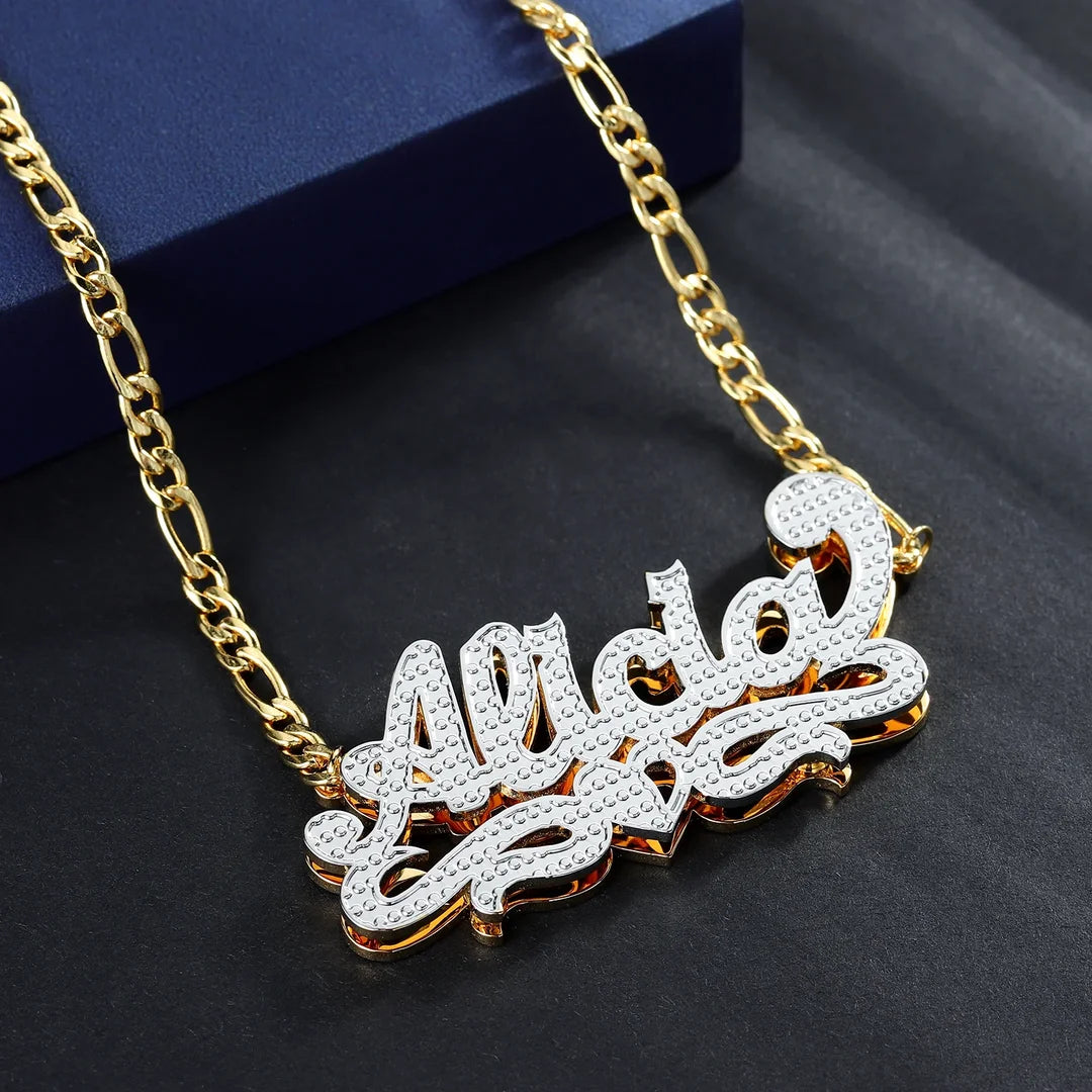 Double Plated Cover Heart Name Necklace