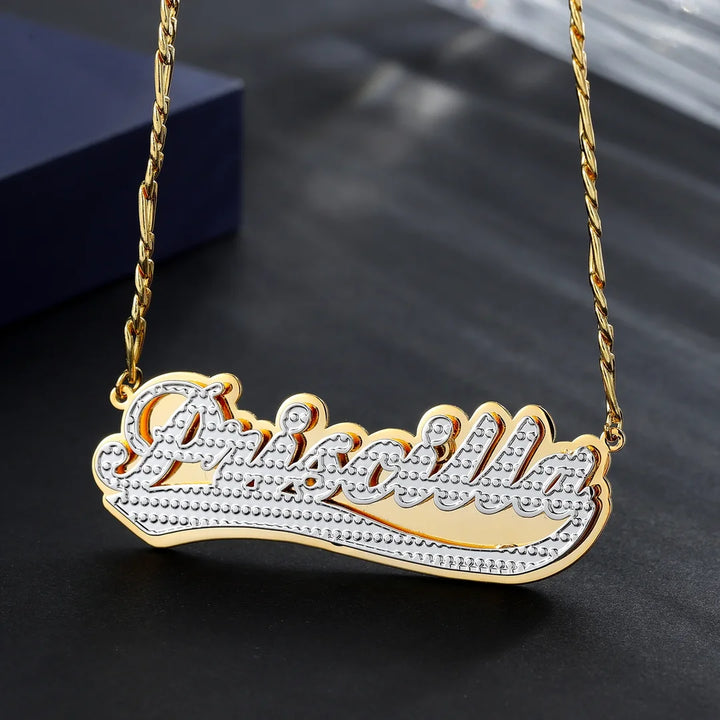 Custom Double Plated Varsity Name Necklace