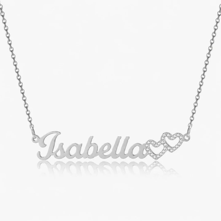 Personalized Double Heart Name Necklace