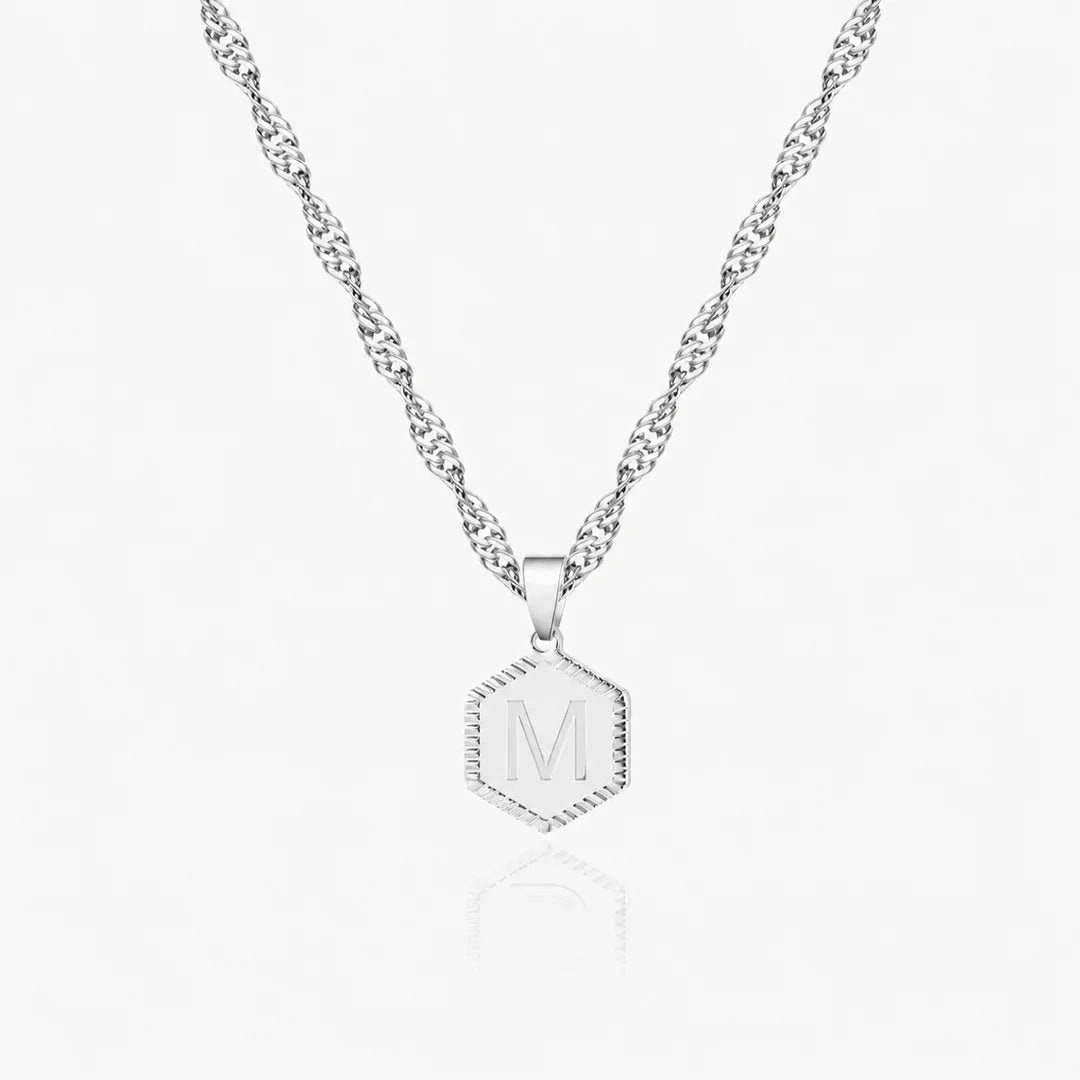 Personalized Hexagon Initial Necklace