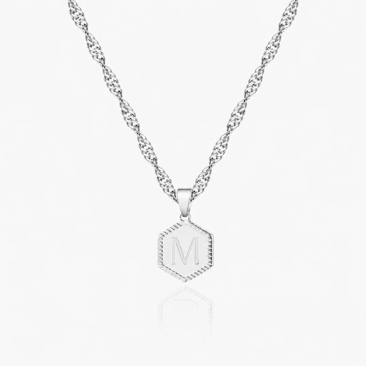 Personalized Hexagon Initial Necklace