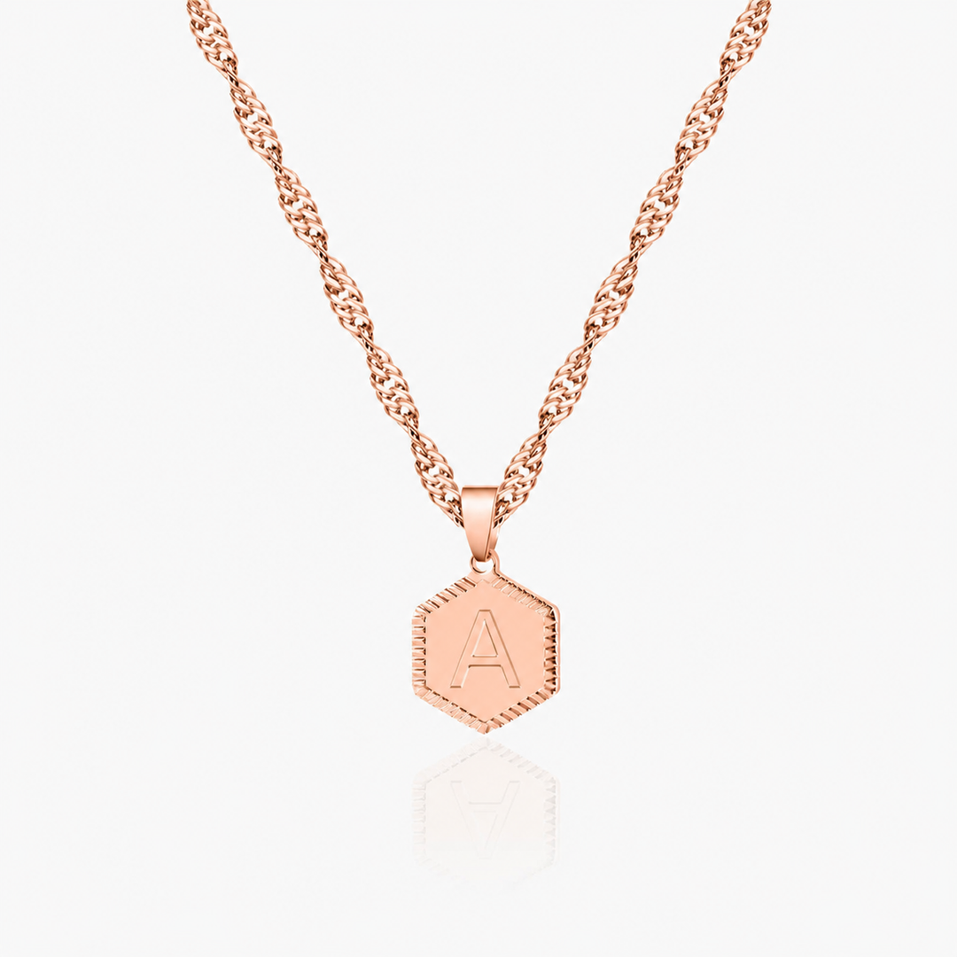 Hexagon Initial Necklace
