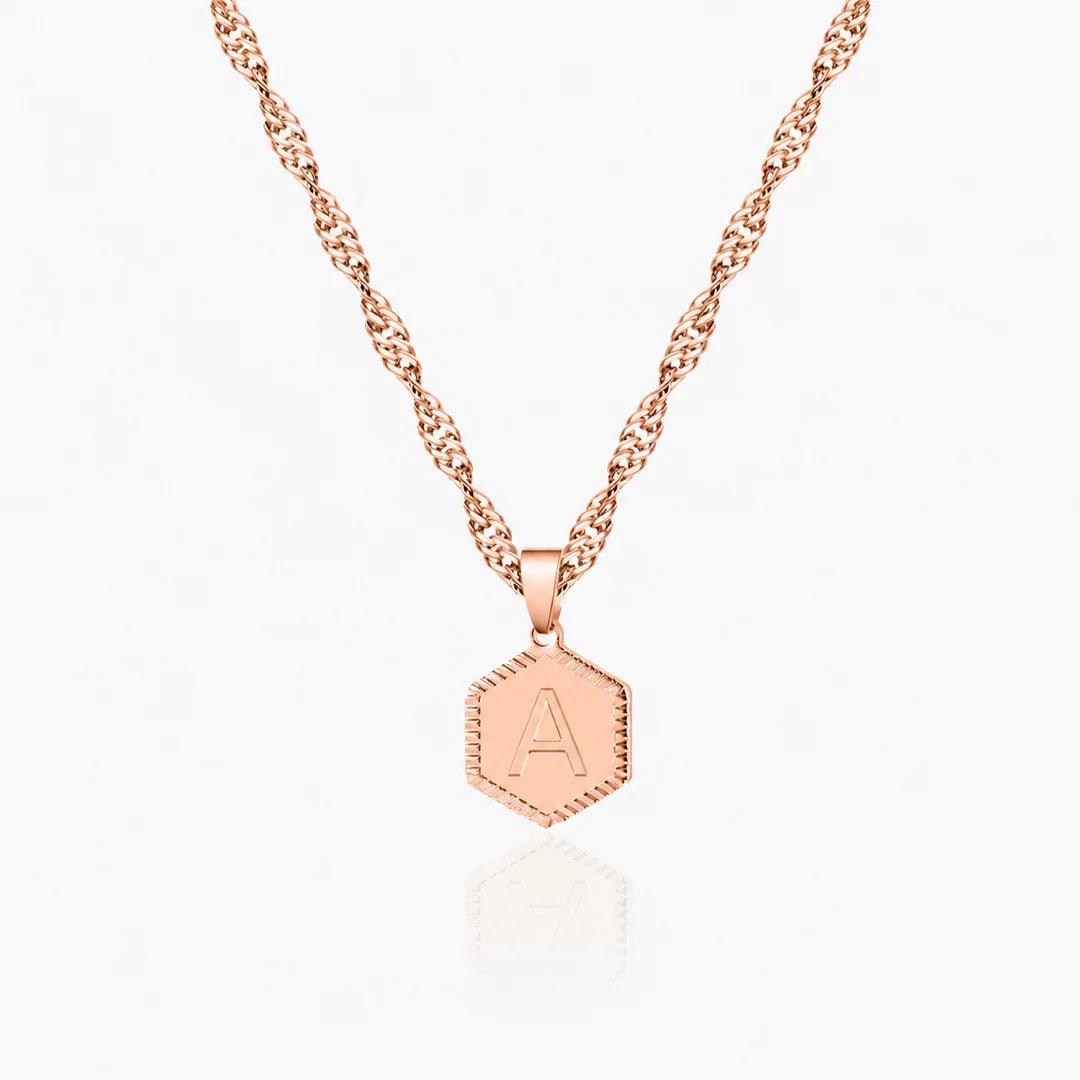 Personalized Hexagon Initial Necklace