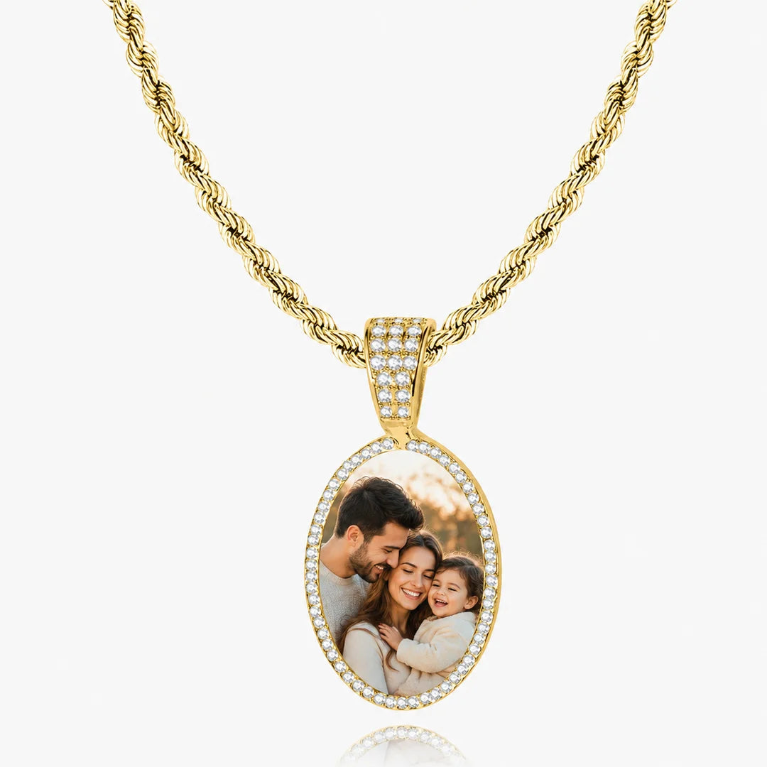 Personalized Oval Photo Necklace