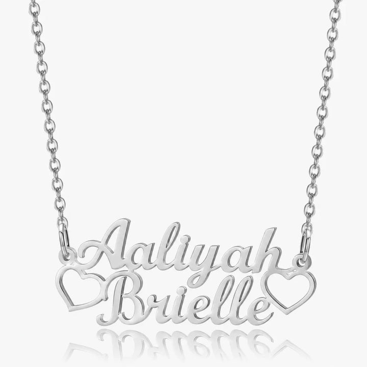 Personalized Double Heart Name Necklace