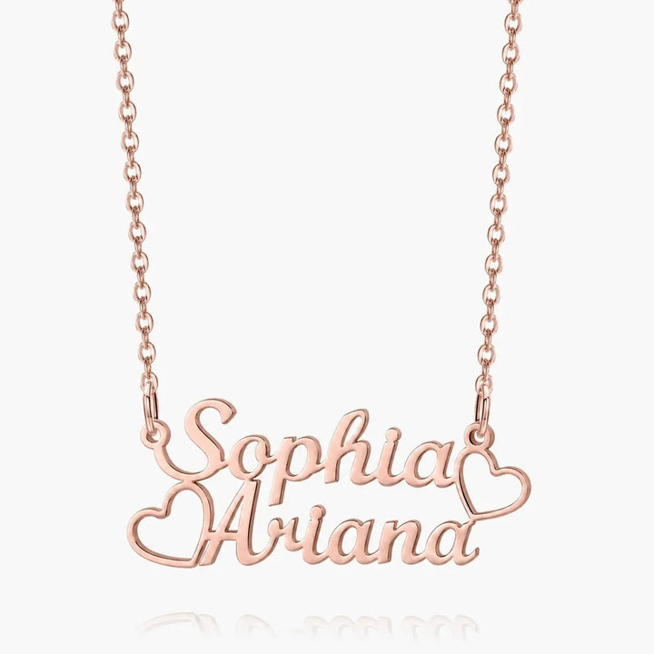 Personalized Double Heart Name Necklace