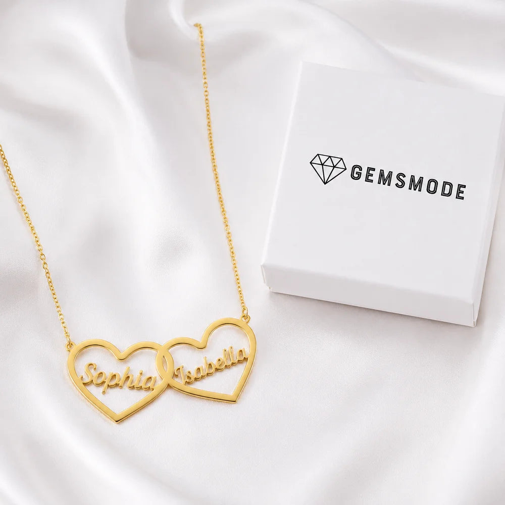 Personalized Twin Hearts Name Necklace