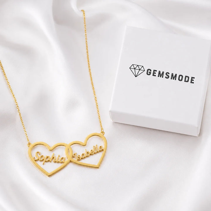 Personalized Twin Hearts Name Necklace