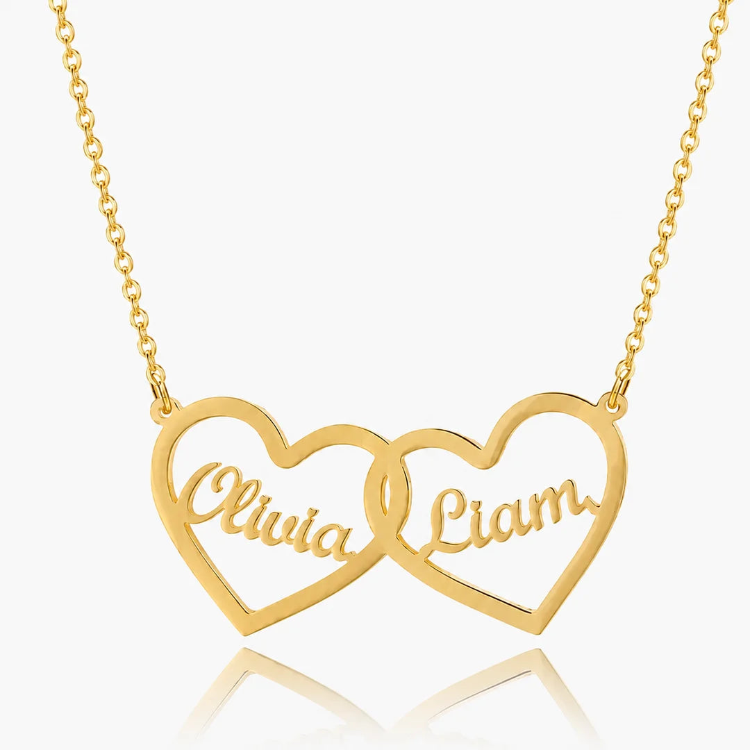 Personalized Twin Hearts Name Necklace