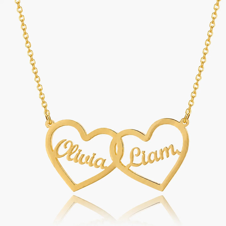 Personalized Twin Hearts Name Necklace