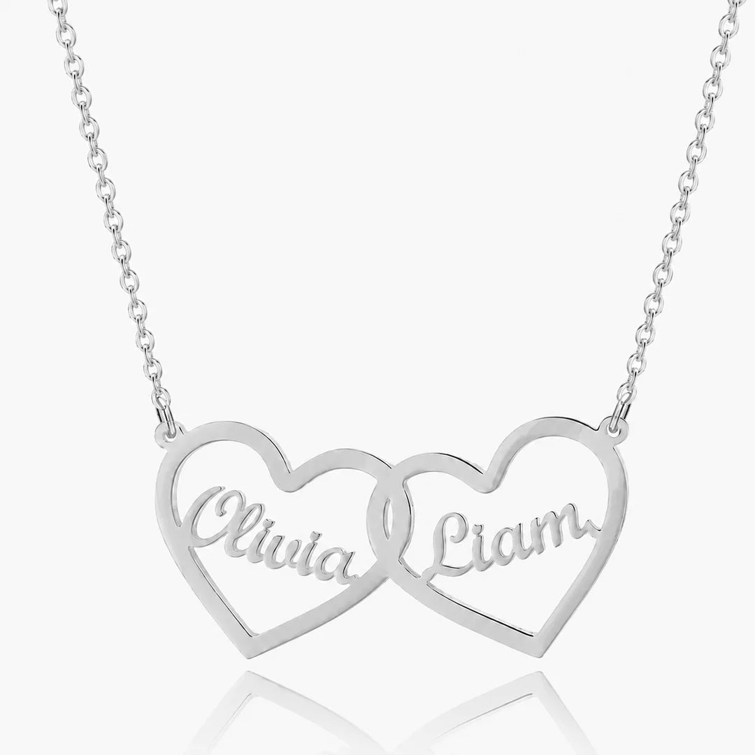 Personalized Twin Hearts Name Necklace