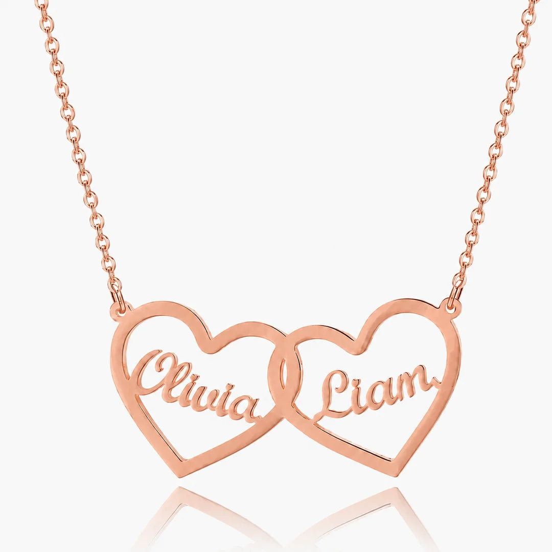 Personalized Twin Hearts Name Necklace