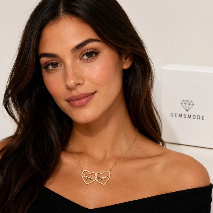 Personalized Twin Hearts Name Necklace