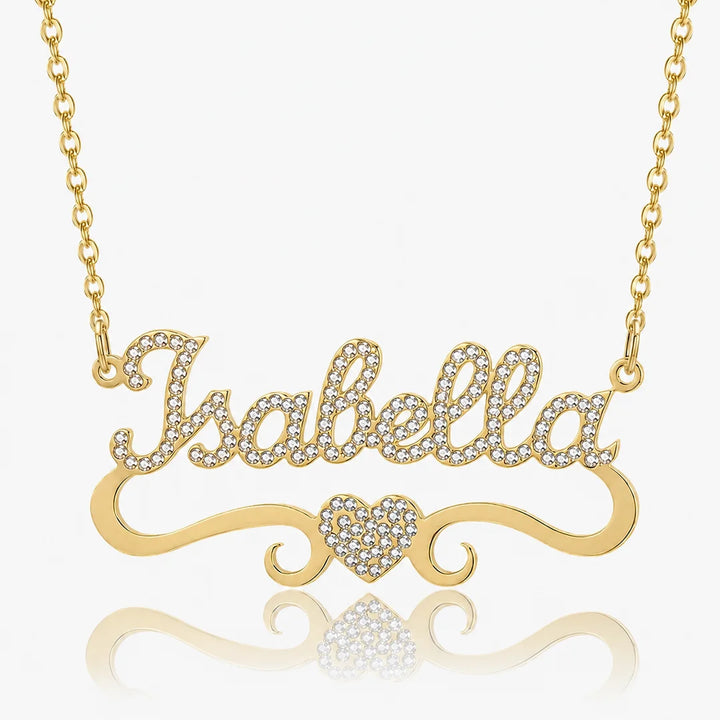 Personalized Iced Heart Name Necklace
