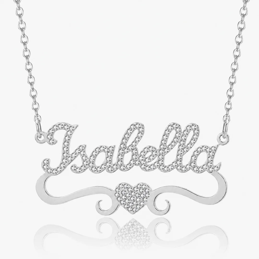 Personalized Iced Heart Name Necklace
