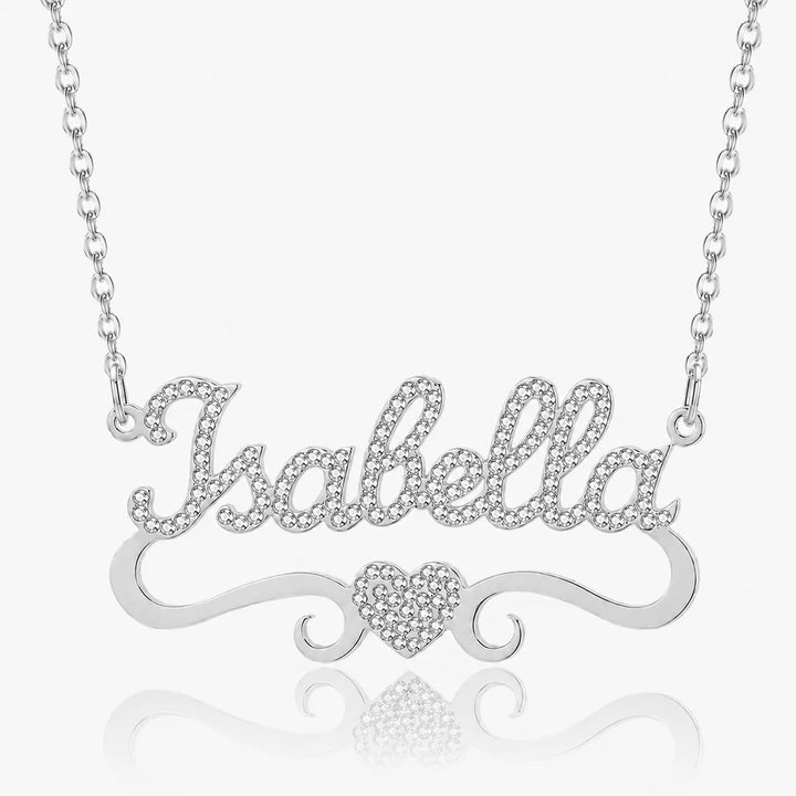Personalized Iced Heart Name Necklace