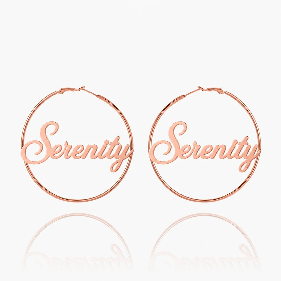 Personalized Script Name Hoop Earrings