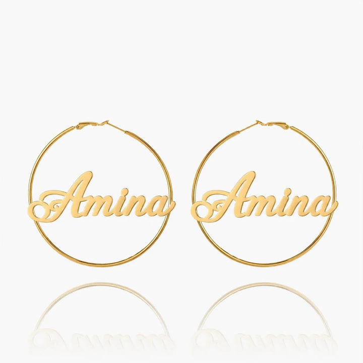Personalized Script Name Hoop Earrings