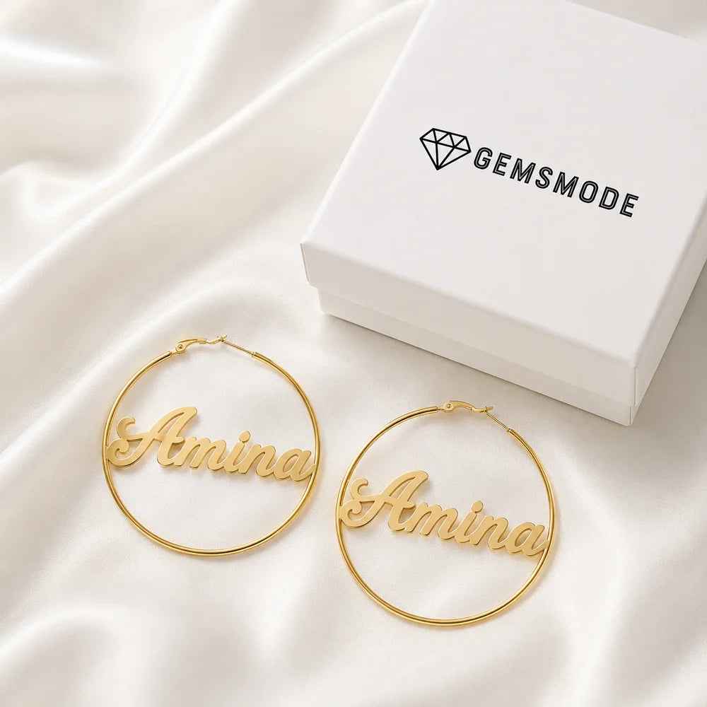 Personalized Script Name Hoop Earrings