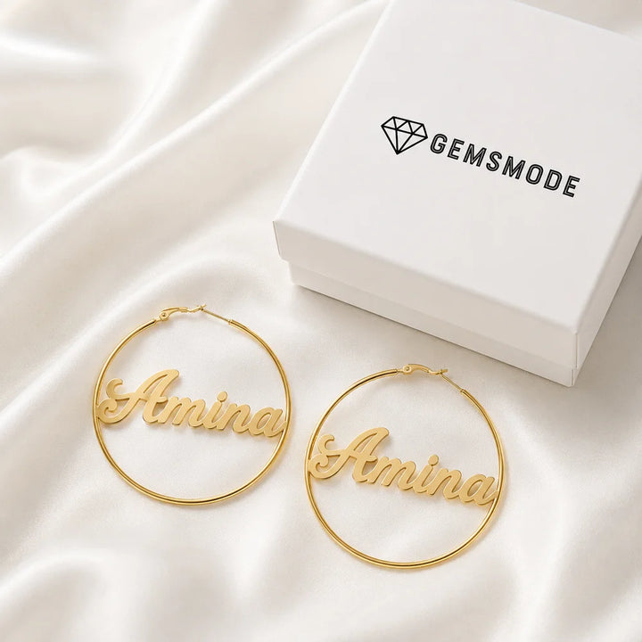 Personalized Script Name Hoop Earrings