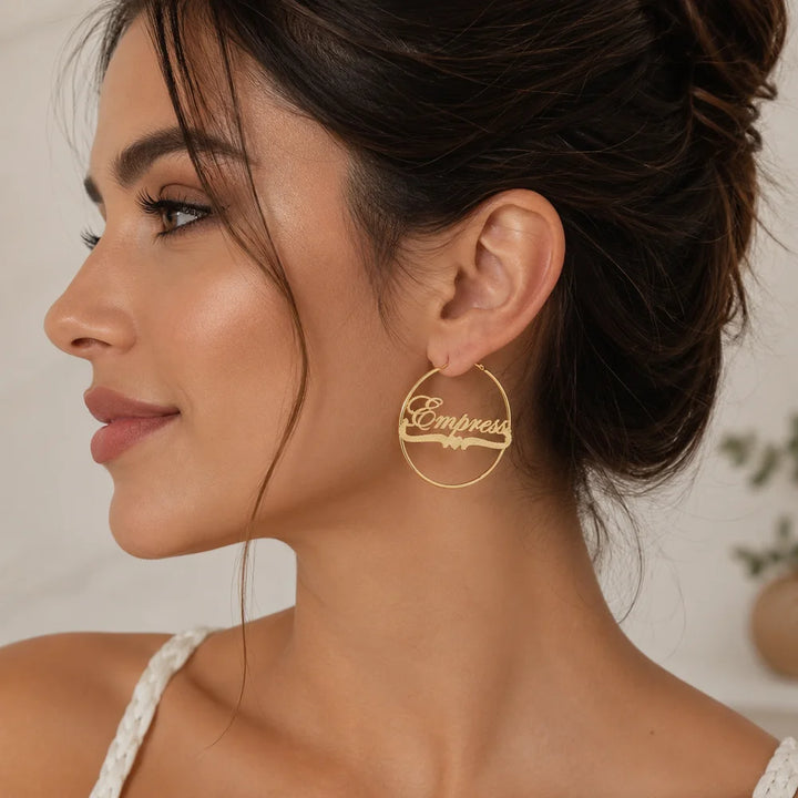 Personalized Heart Name Hoop Earrings