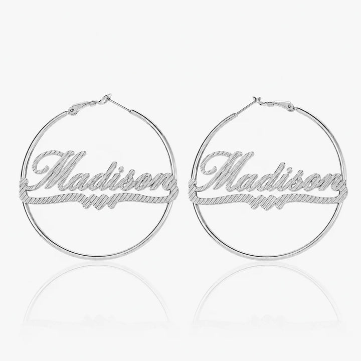Personalized Heart Name Hoop Earrings
