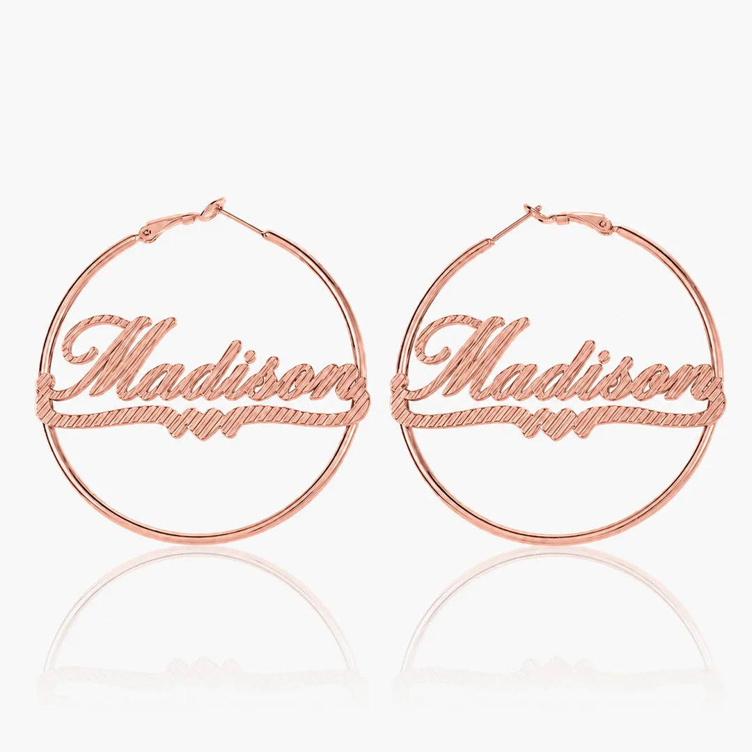 Personalized Heart Name Hoop Earrings