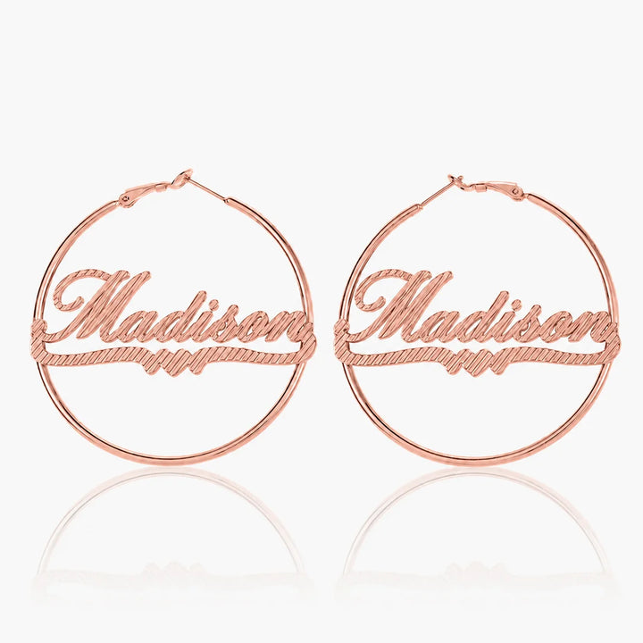 Personalized Heart Name Hoop Earrings