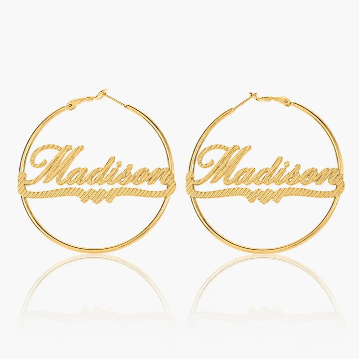 Personalized Heart Name Hoop Earrings