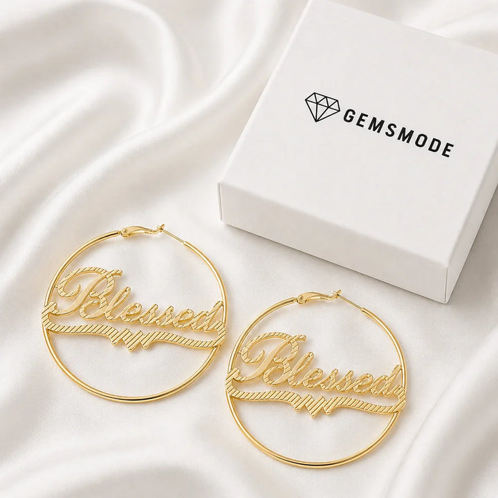 Personalized Heart Name Hoop Earrings